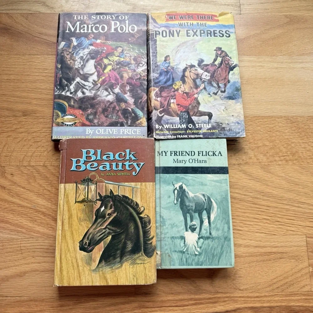 Vintage Lot Of Children's Books Black Beauty Marco Polo Pony Express Vintage 50s